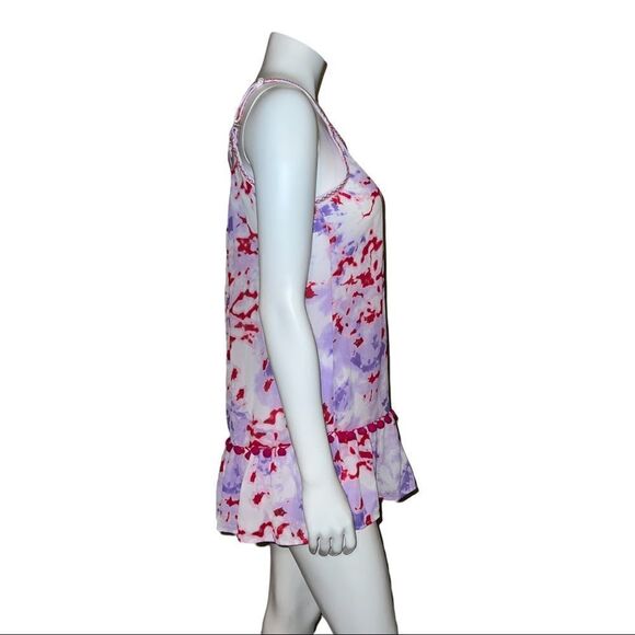 Miken Purple Tie-Dye Juniors Printed Tiered Pom-Pom Swim Cover-up Small NWT - Picture 5 of 6